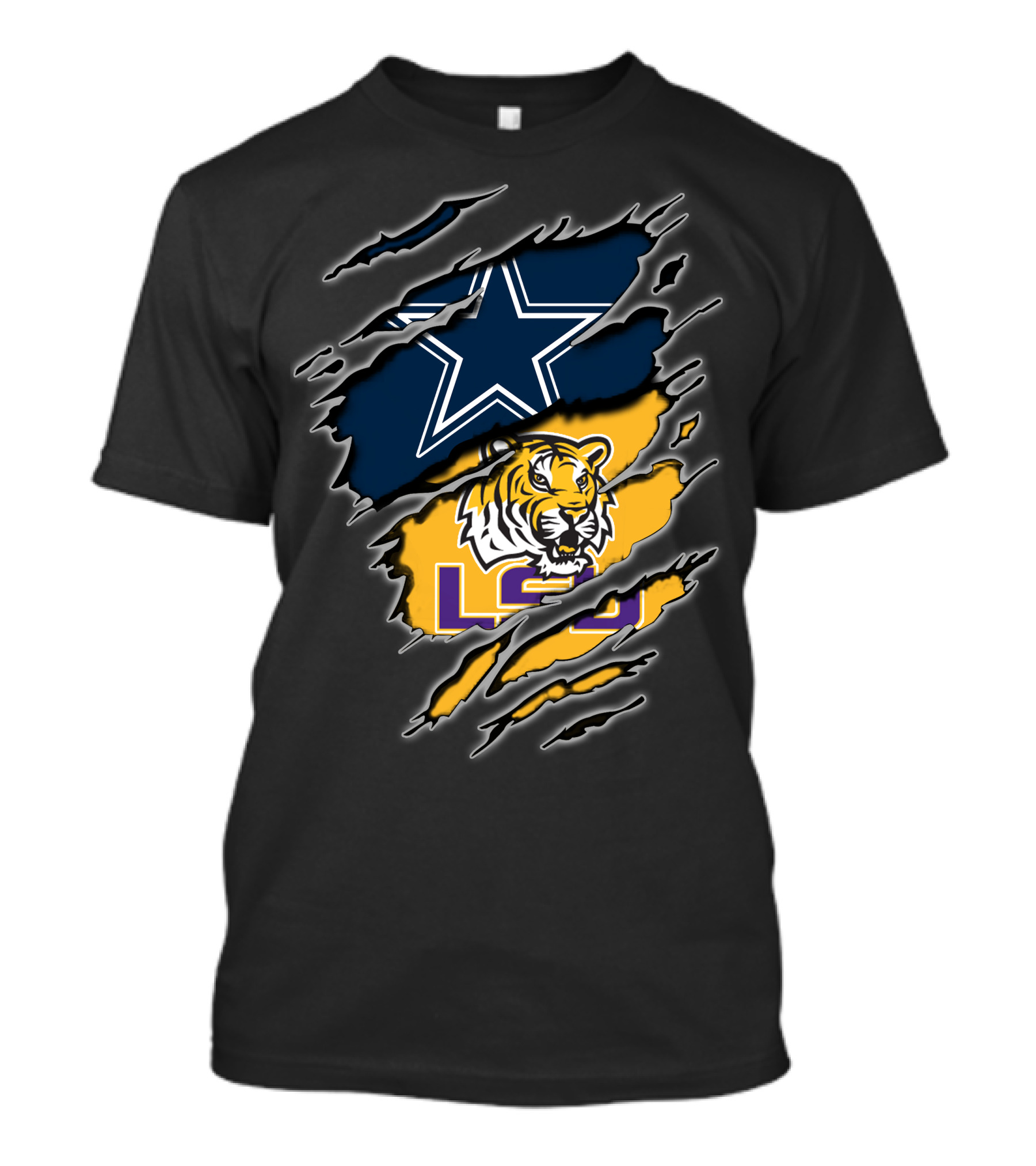Cowboys Star Logo And Lsu Tiger Claw Swipes T-Shirt