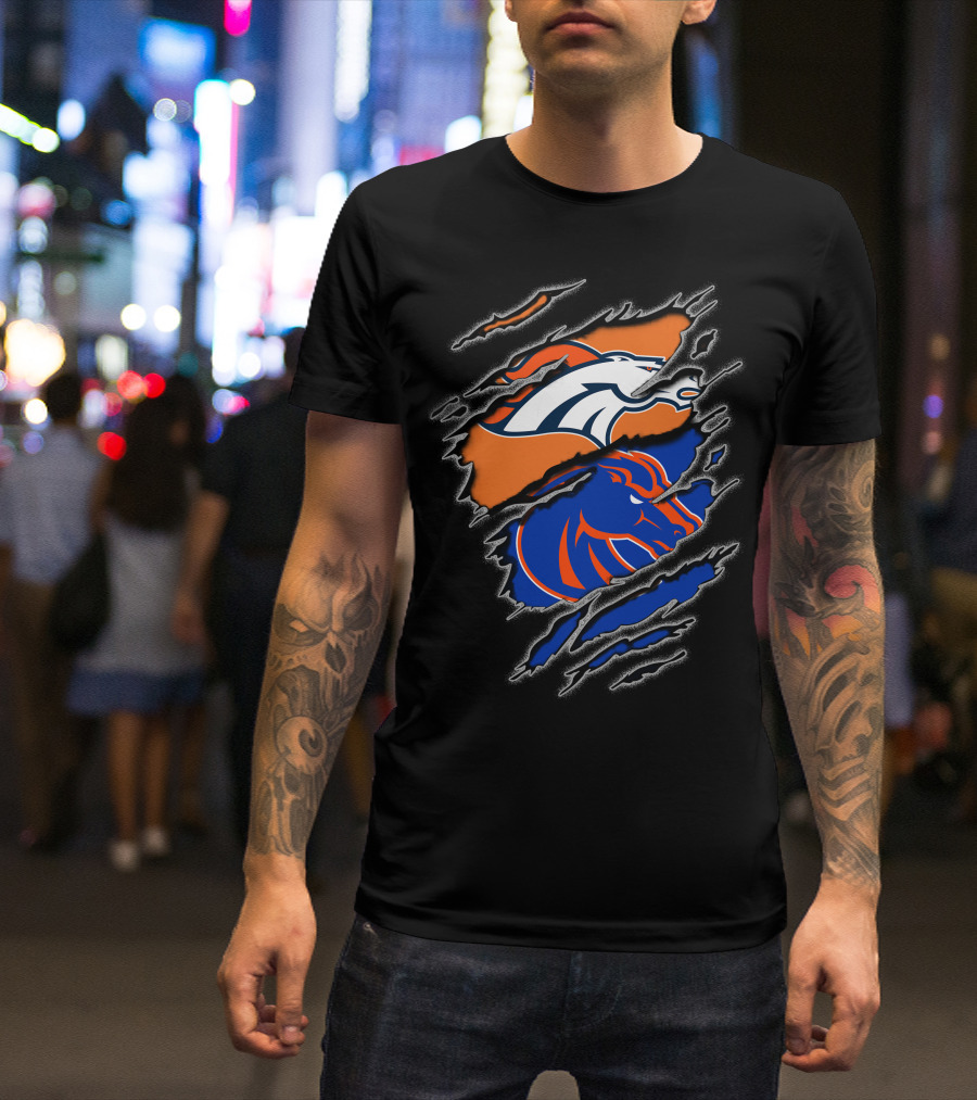 Broncos Boise Denver Football Dual Horse T-Shirt