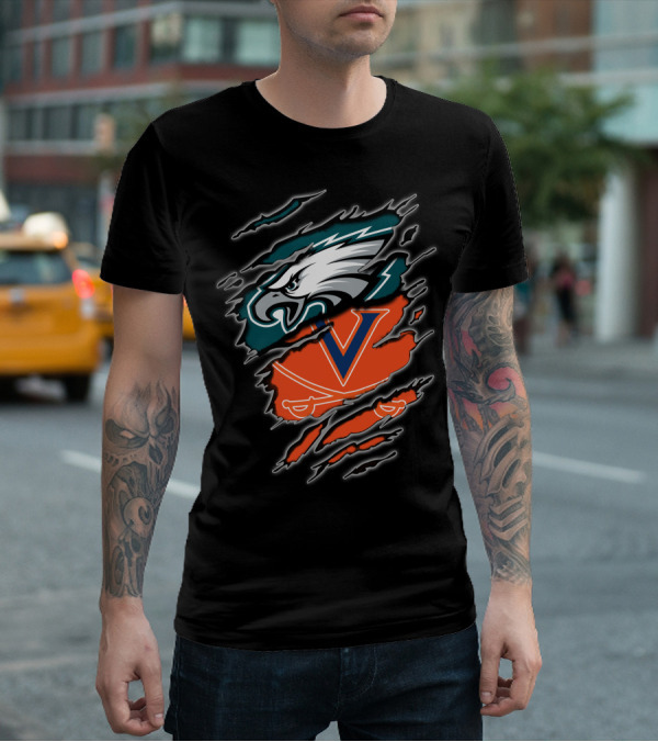 Eagles Virginia Cavaliers Clash Iconic Sports Fusion T-Shirt