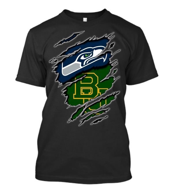 Seahawks Baylor Green And Blue Logo Fusion T-Shirt