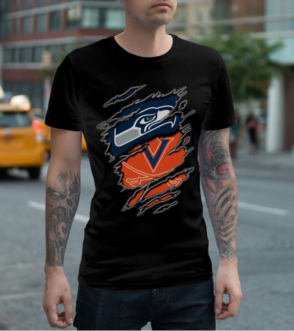 Seahawks Cavaliers Torn Reveal Sports Mashup T-Shirt