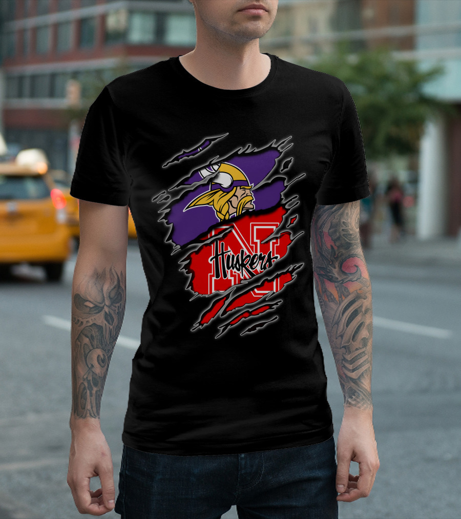 Vikings Huskers Torn Layered T-Shirt