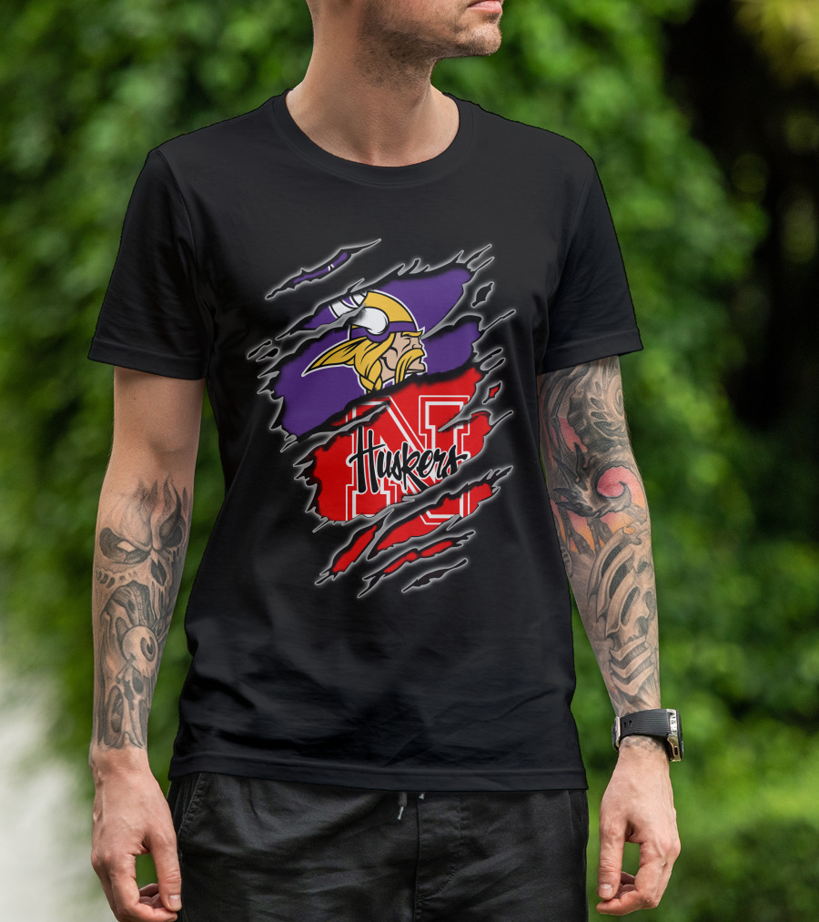 Vikings Huskers Torn Layered T-Shirt