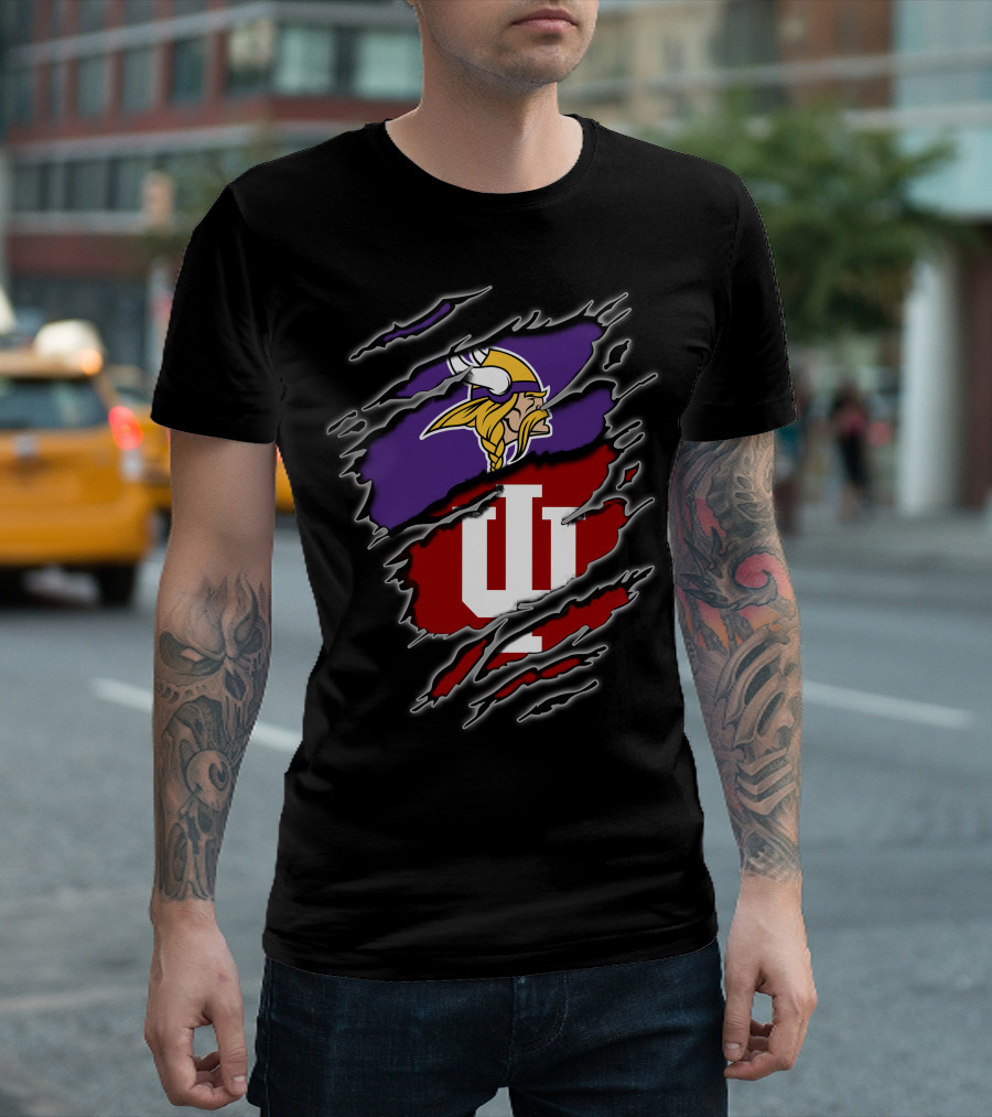 Vikings Hoosiers Minnesota NFL Indiana University Fan Logo Fusion T-Shirt