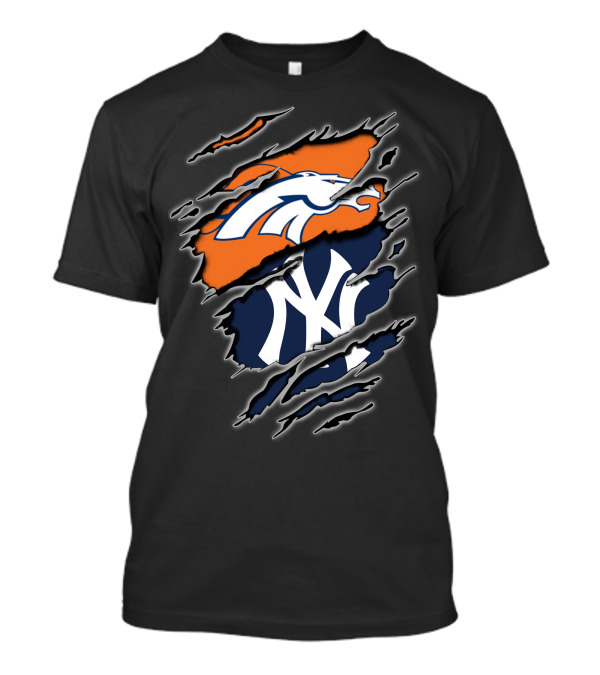 Broncos Yankees Logos Fusion Iconic Rip T-Shirt