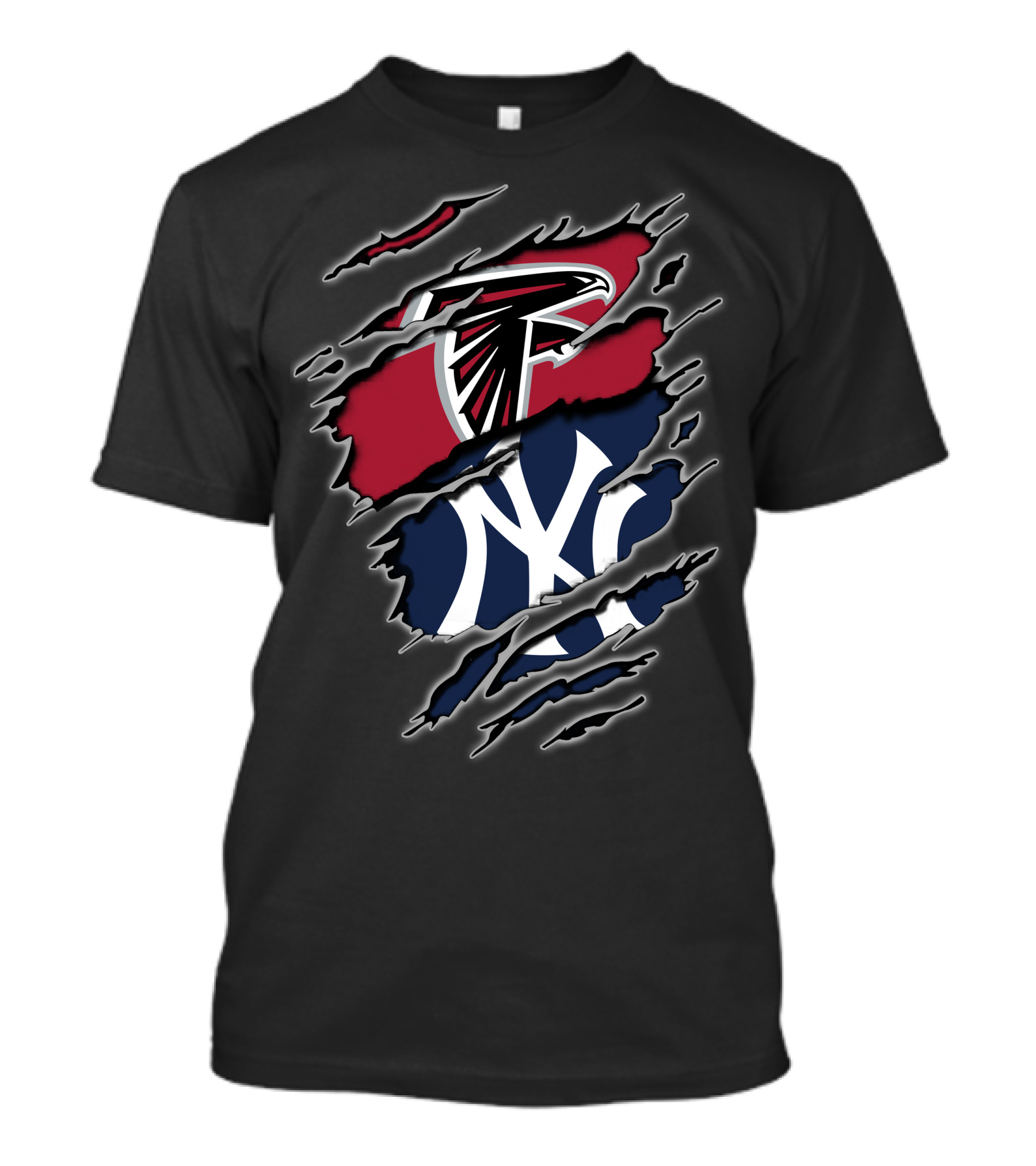 Atlanta Falcons And New York Yankees Torn T-Shirt