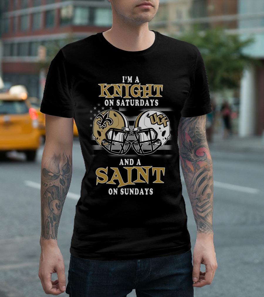 I'm A Knight On Saturdays And A Saint On Sundays Ucf Football Helmet Battle T-Shirt
