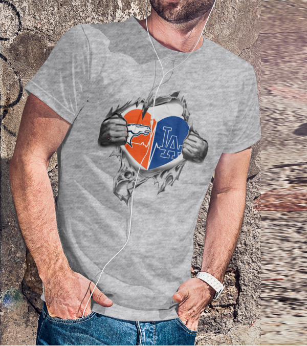 Broncos Dodgers Heart T-Shirt