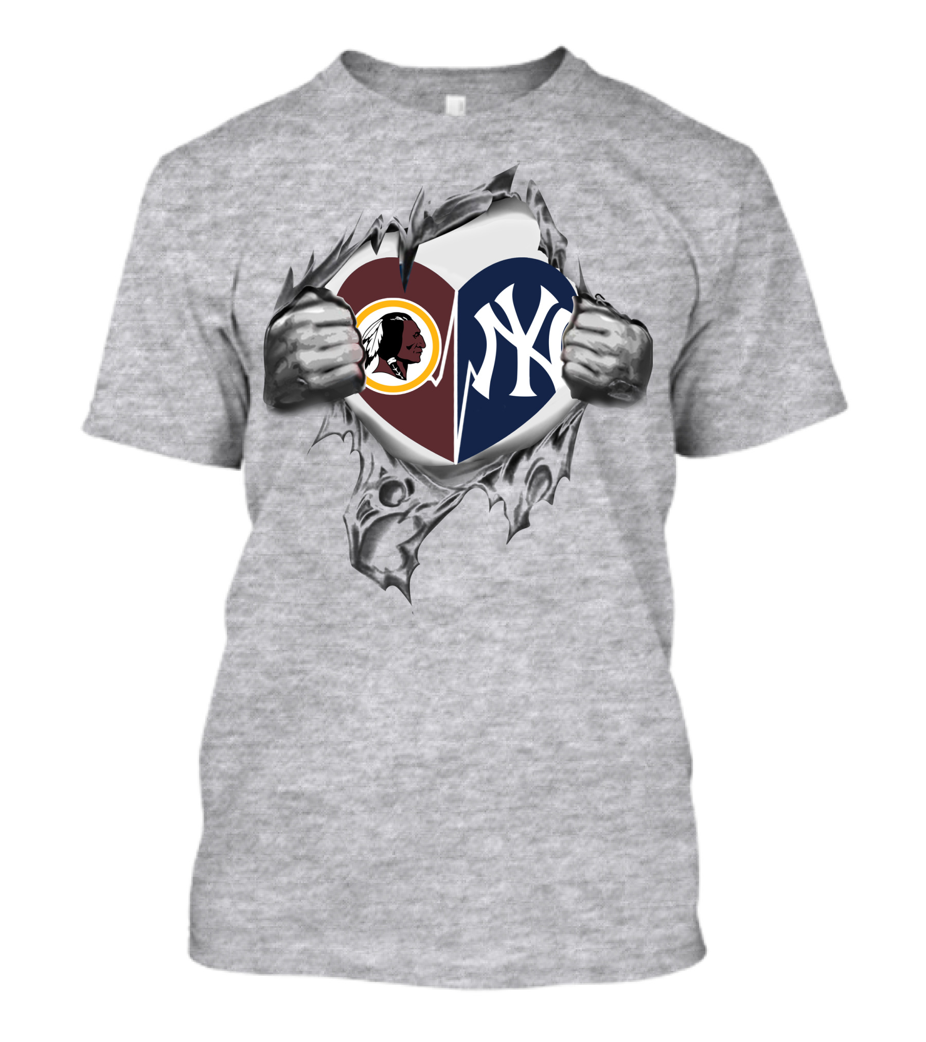 Washington Redskins And New York Yankees Heart T-Shirt