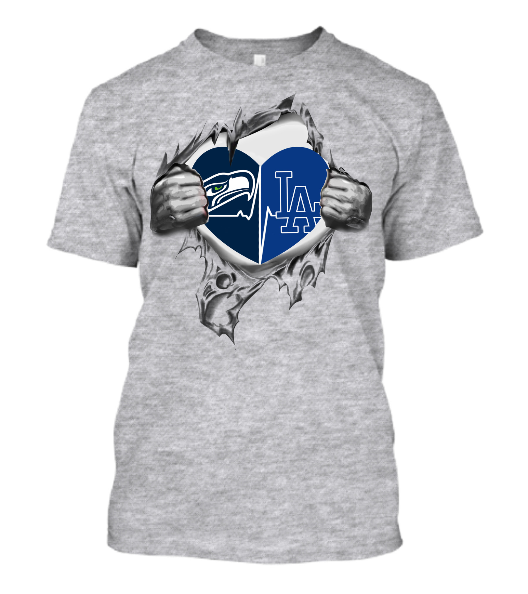 Seahawks LA Dodgers Heart Breakthrough Dual T-Shirt