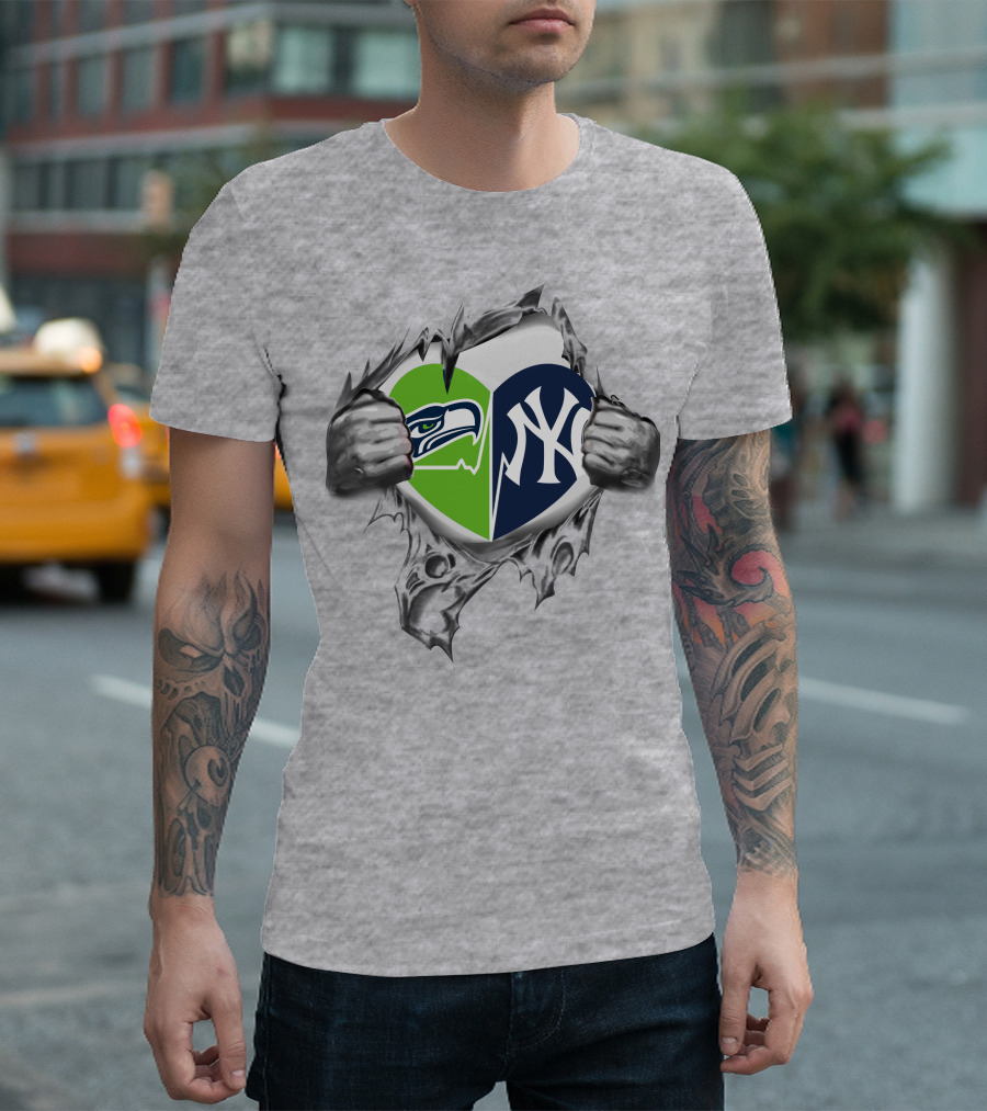 Seahawks Yankees Heart T-Shirt