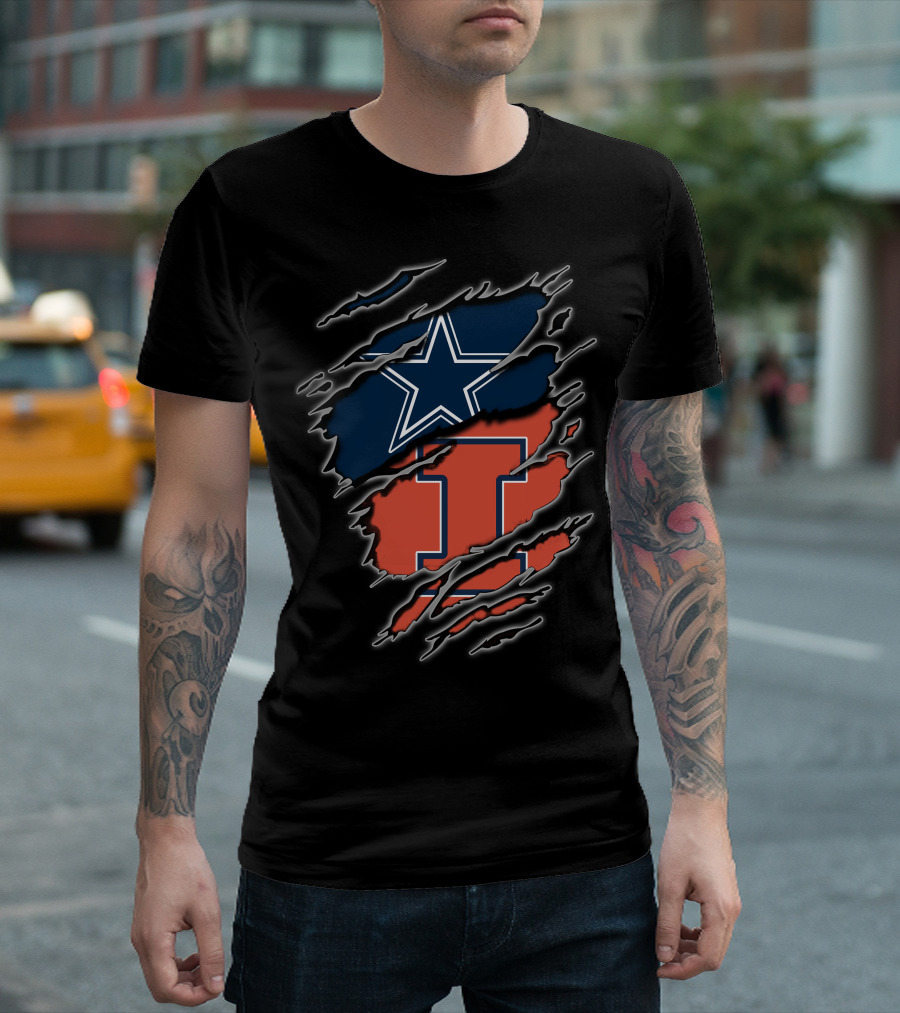 Dallas Cowboys and Illinois Fighting Illini Logo Mashup T-Shirt