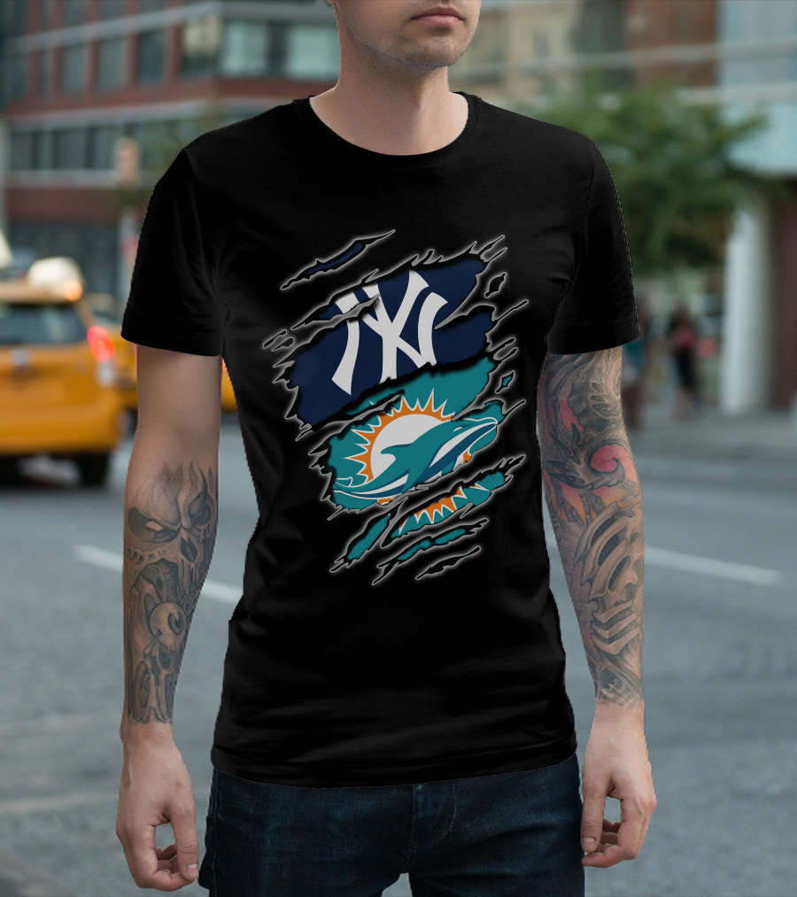 Yankees Dolphins Logos Fusion T-Shirt