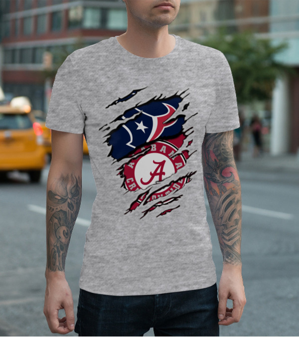Alabama Crimson Tide Texans Football Torn T-Shirt