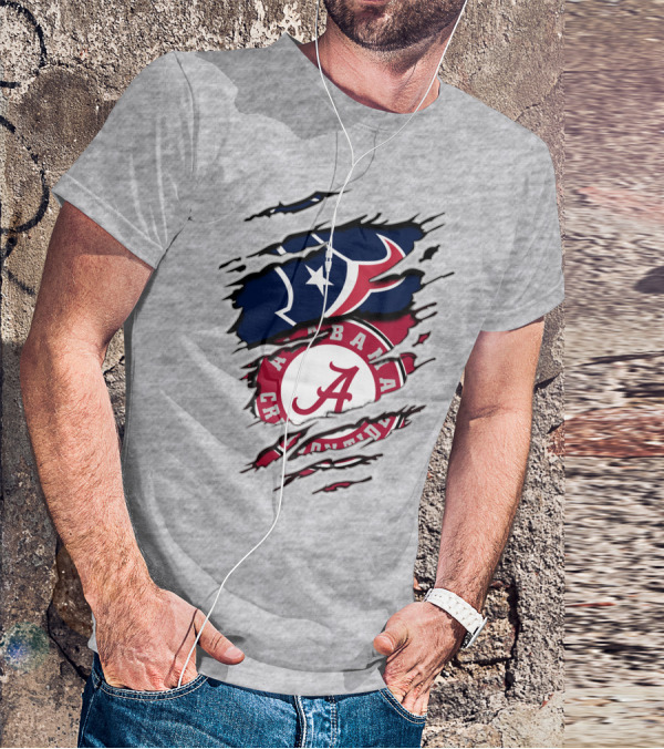 Alabama Crimson Tide Texans Football Torn T-Shirt