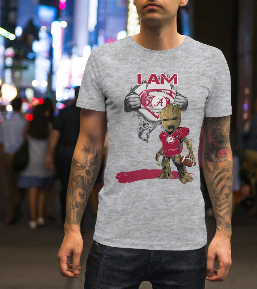 I Am Alabama Baby Groot Football T-Shirt