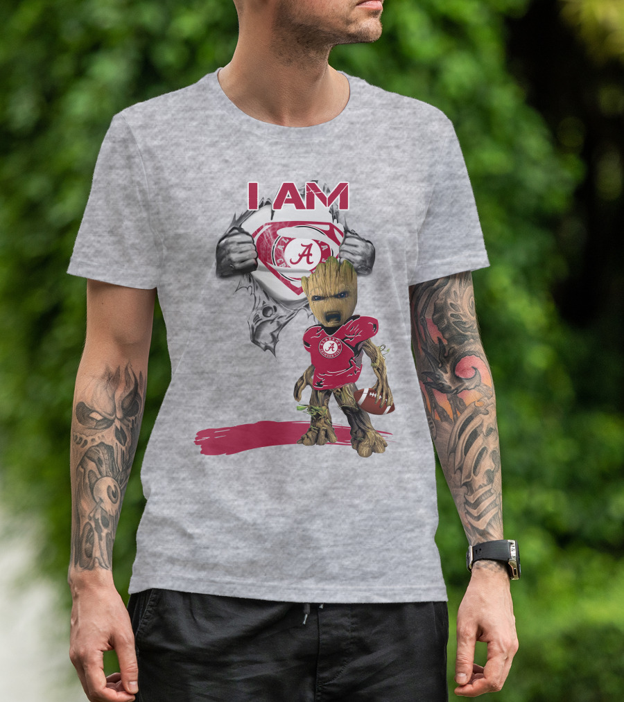 I Am Alabama Baby Groot Football T-Shirt