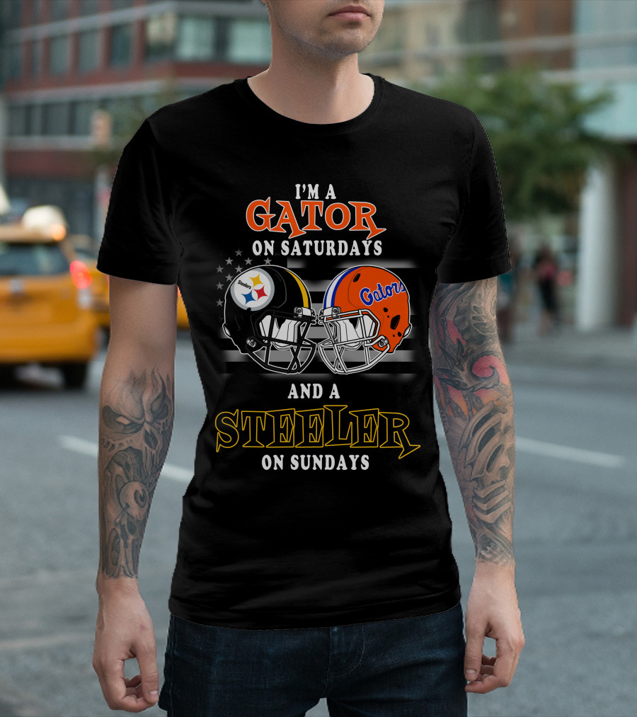 Gator On Saturdays And Steeler On Sundays Football Helmets T-Shirt