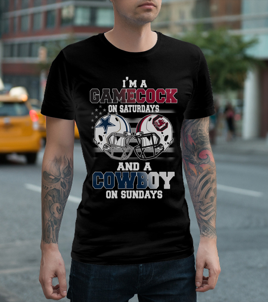 I'm a Gamecock on Saturdays and a Cowboy on Sundays Football Helmets T-Shirt
