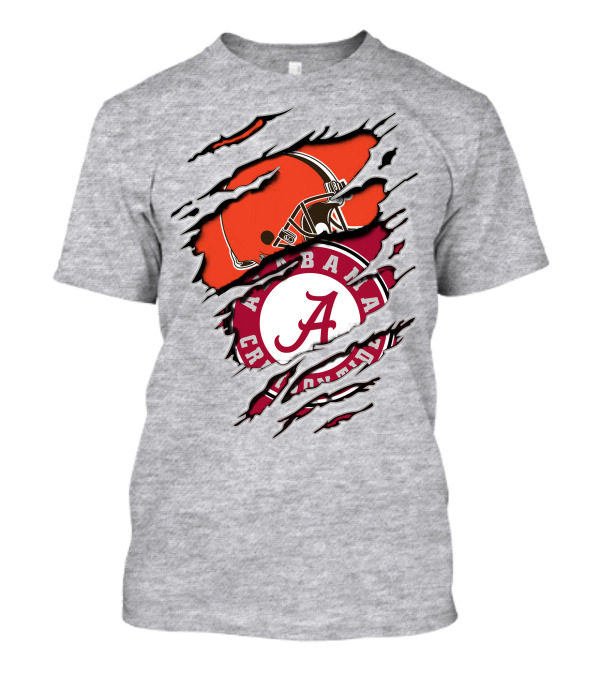 Alabama Crimson Tide Cleveland Browns Helmet Logo Mashup T-Shirt