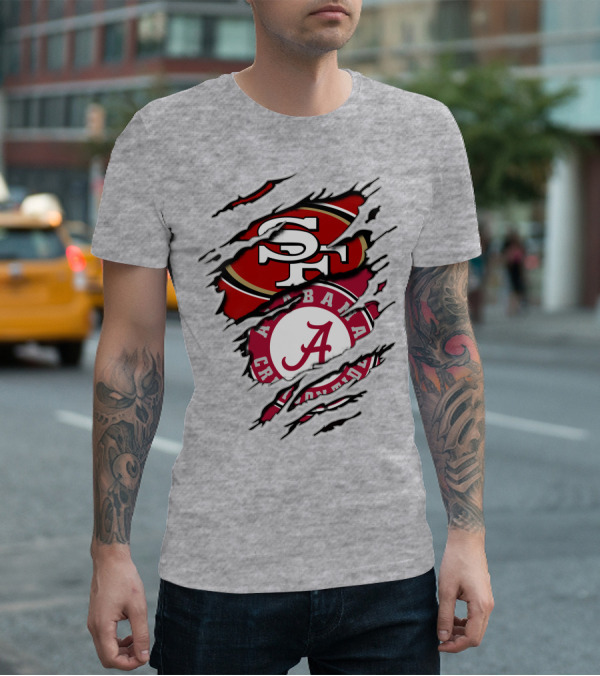 Alabama Crimson Tide San Francisco 49ers Logo Fusion T-Shirt
