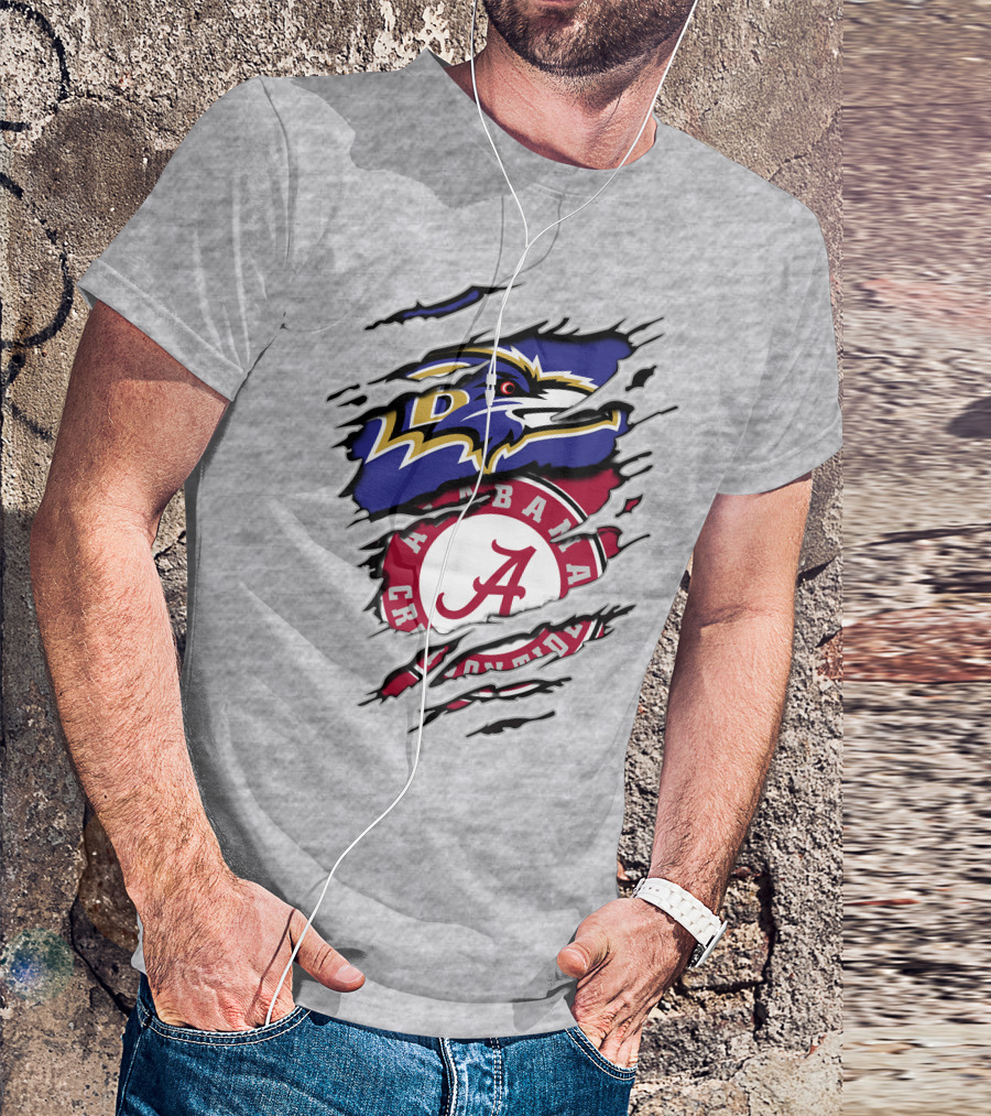 Alabama Crimson Tide Baltimore Ravens Torn T-Shirt