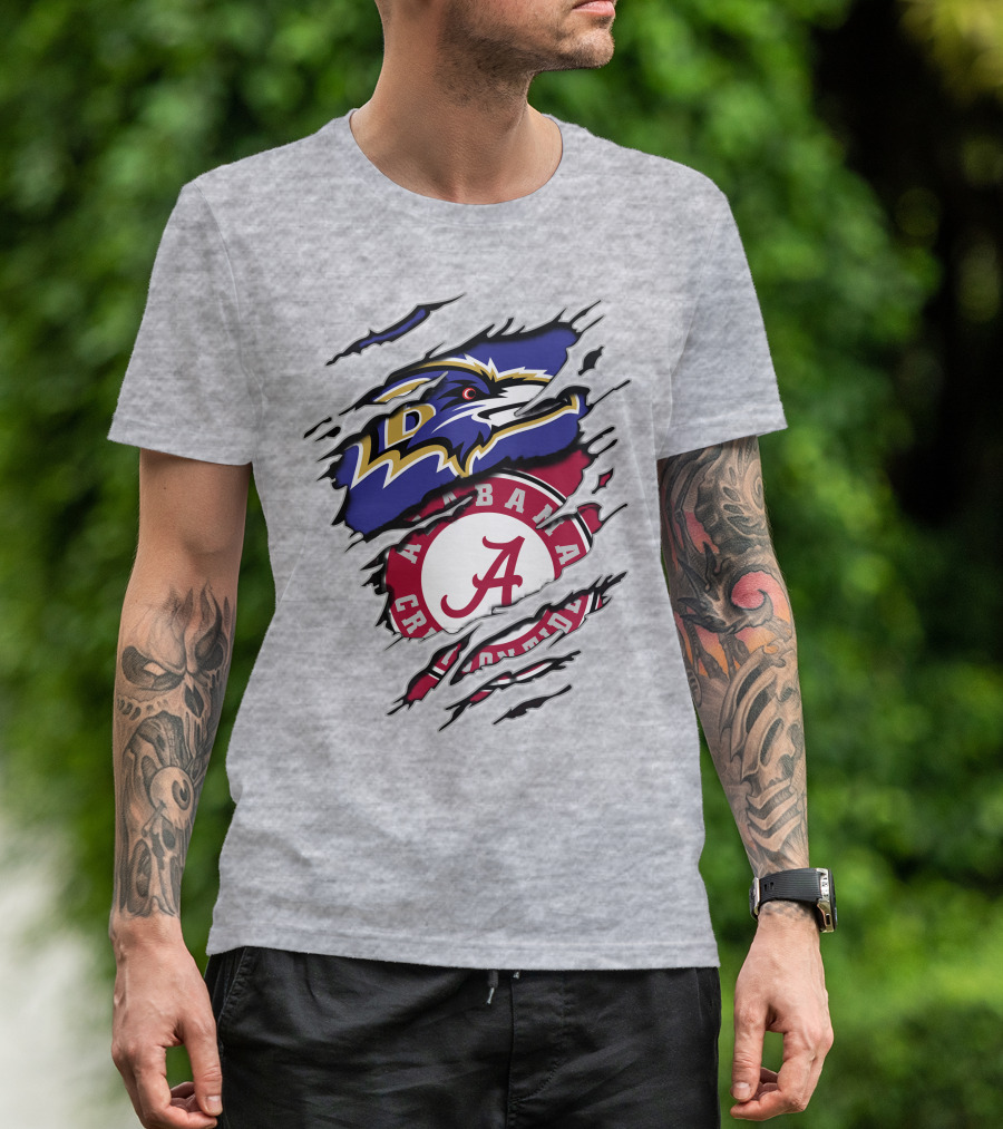 Alabama Crimson Tide Baltimore Ravens Torn T-Shirt