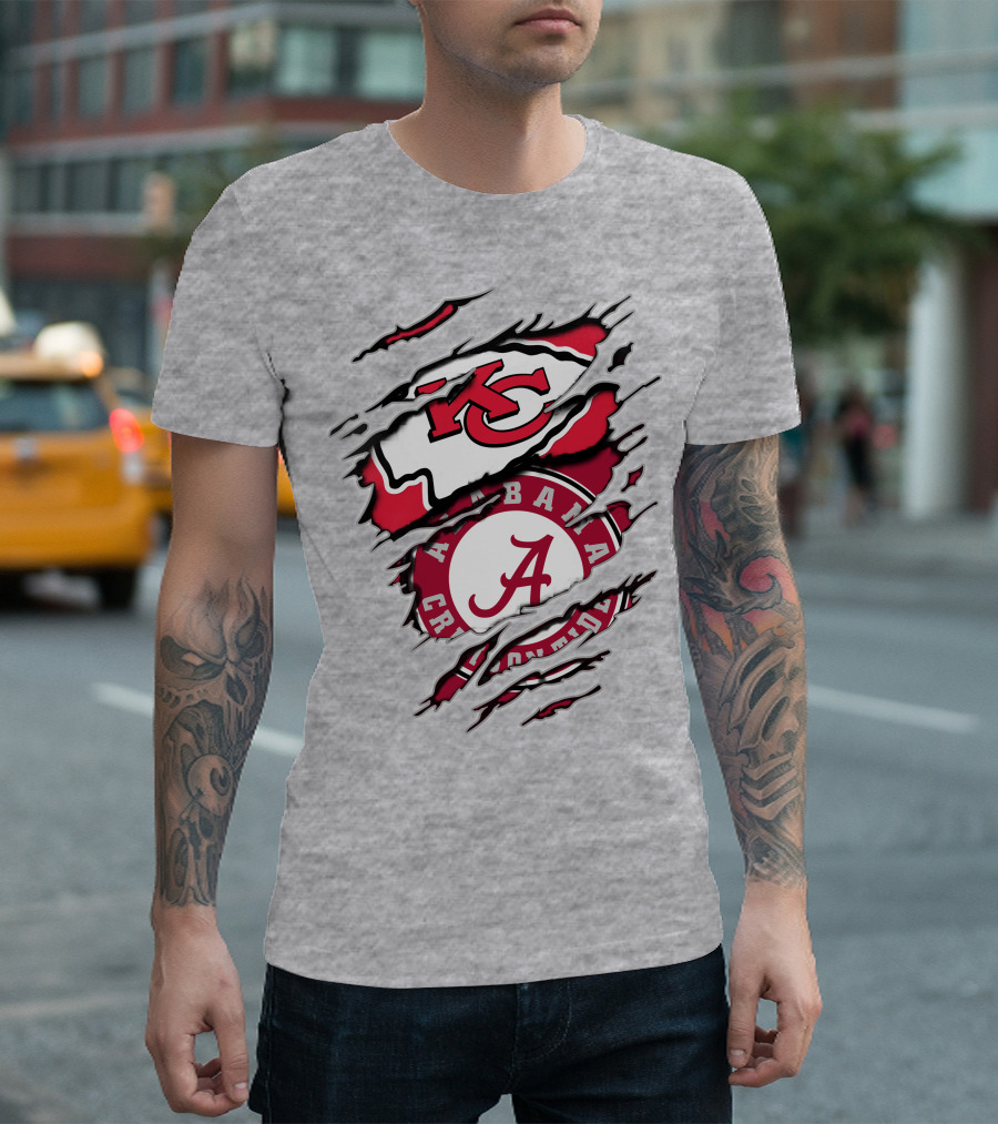 Alabama Crimson Tide Kansas City Chiefs Fan Crossover T-Shirt