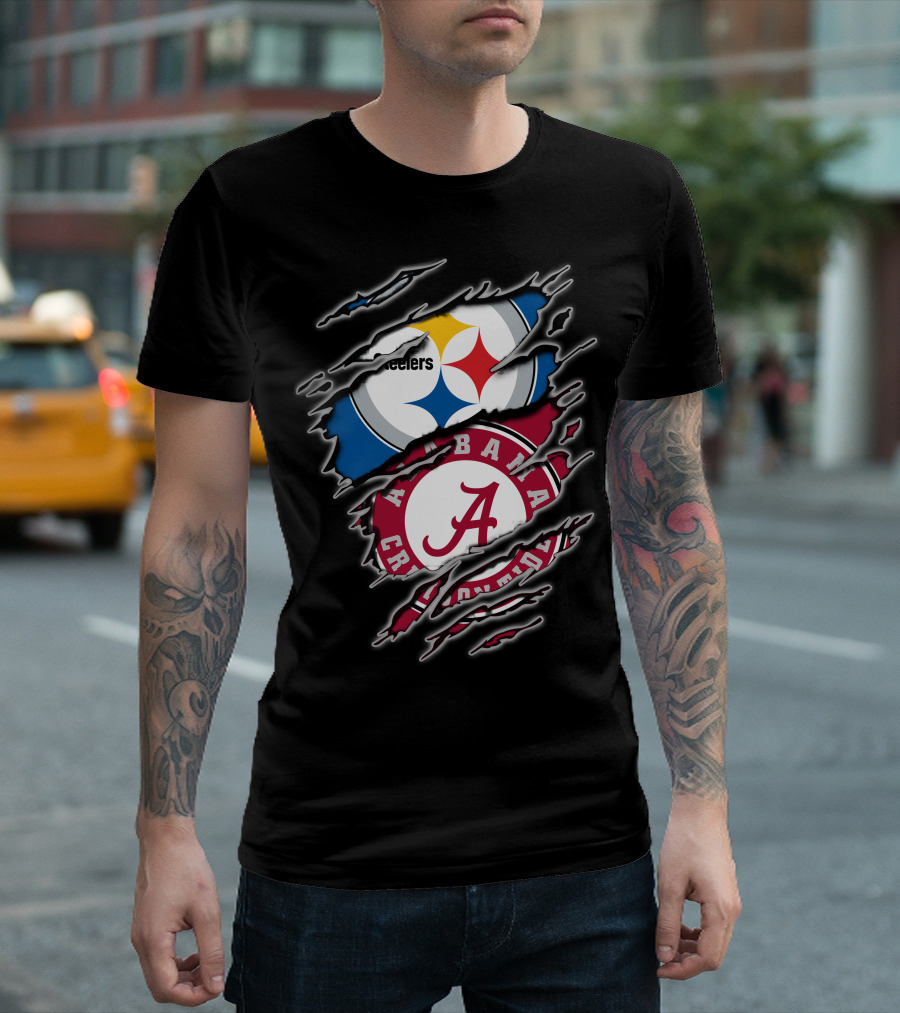Alabama Crimson Tide and Pittsburgh Steelers Crossover T-Shirt