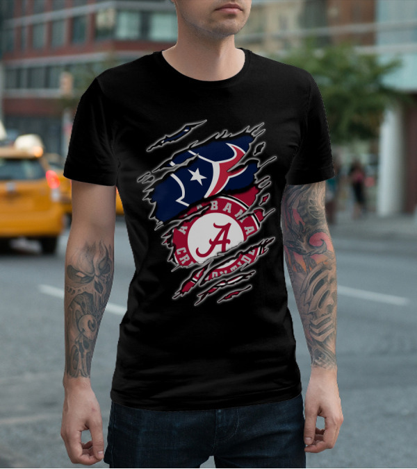 Alabama Crimson Tide Houston Texans Fan Pride Combo T-Shirt