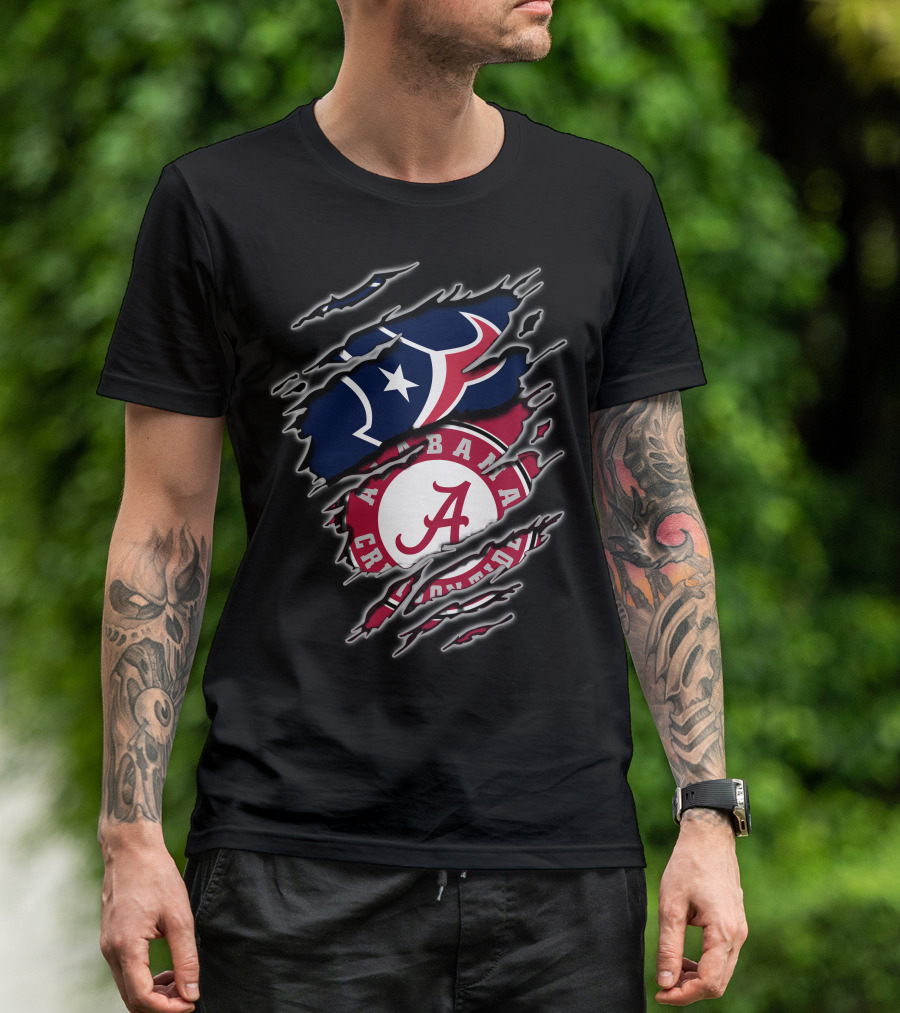 Alabama Crimson Tide Houston Texans Fan Pride Combo T-Shirt