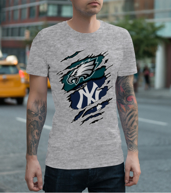 Philadelphia Eagles New York Yankees Fan Crossover T-Shirt