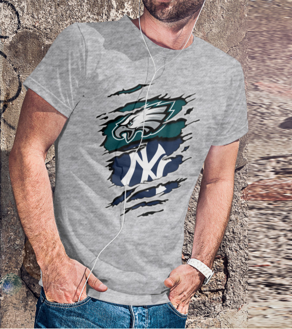 Philadelphia Eagles New York Yankees Fan Crossover T-Shirt