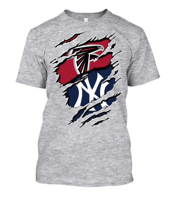 Atlanta Falcons New York Yankees Logo Mashup T-Shirt