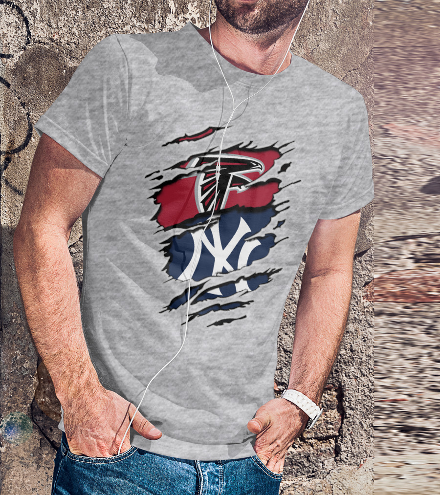 Atlanta Falcons New York Yankees Logo Mashup T-Shirt