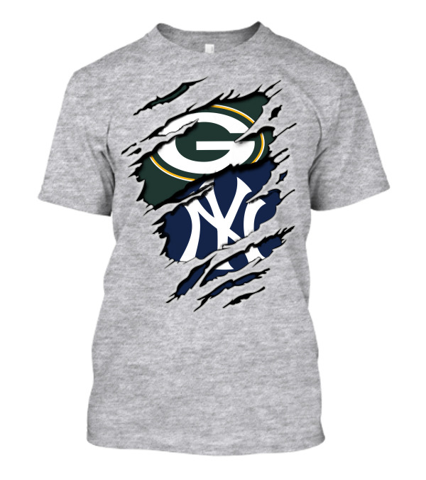 Green Bay Packers New York Yankees Torn Logo Fusion T-Shirt