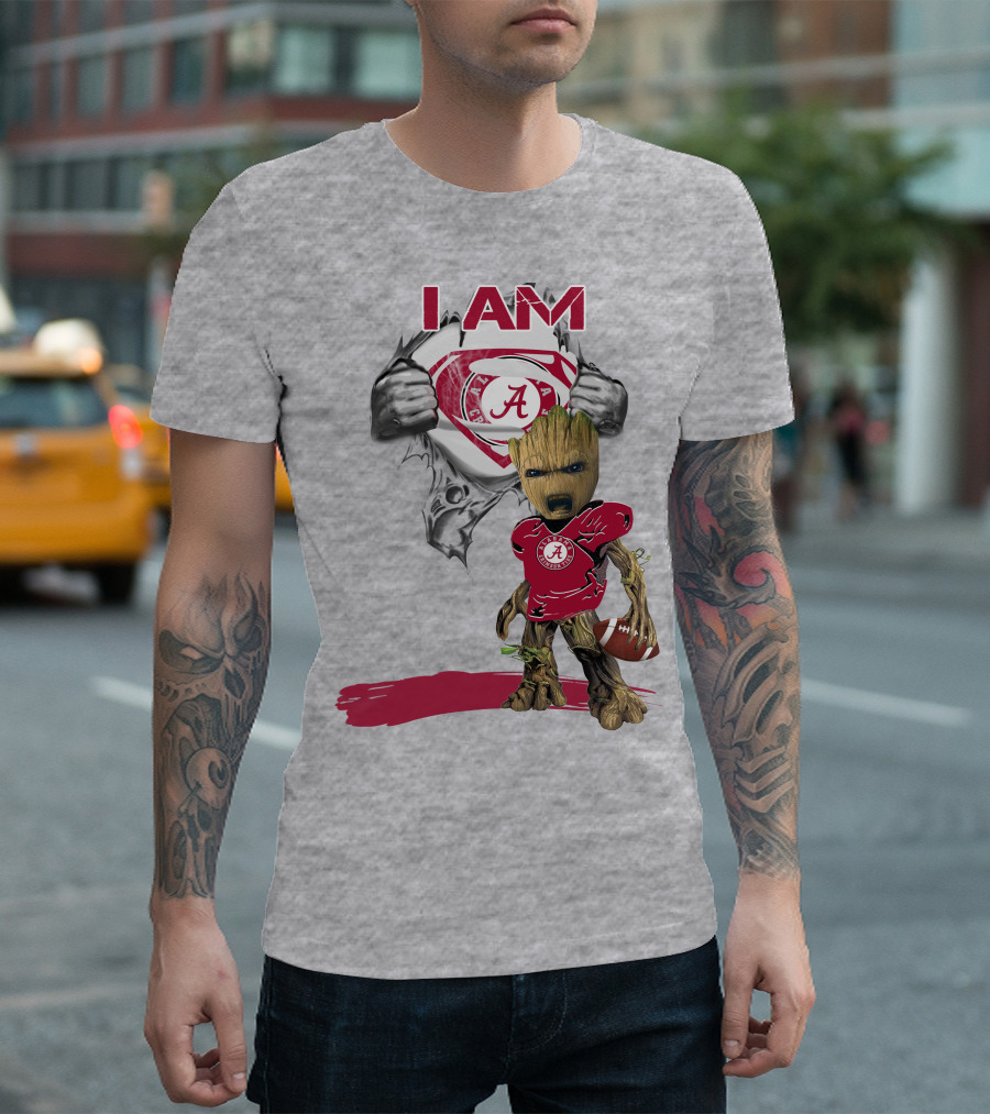 I Am Alabama Baby Groot Football Hero T-Shirt