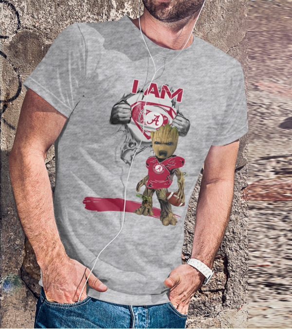 I Am Alabama Baby Groot Football Hero T-Shirt
