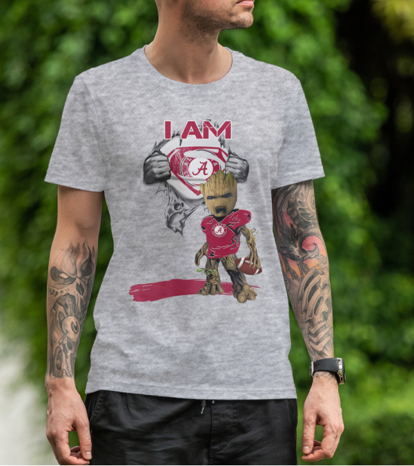 I Am Alabama Baby Groot Football Hero T-Shirt