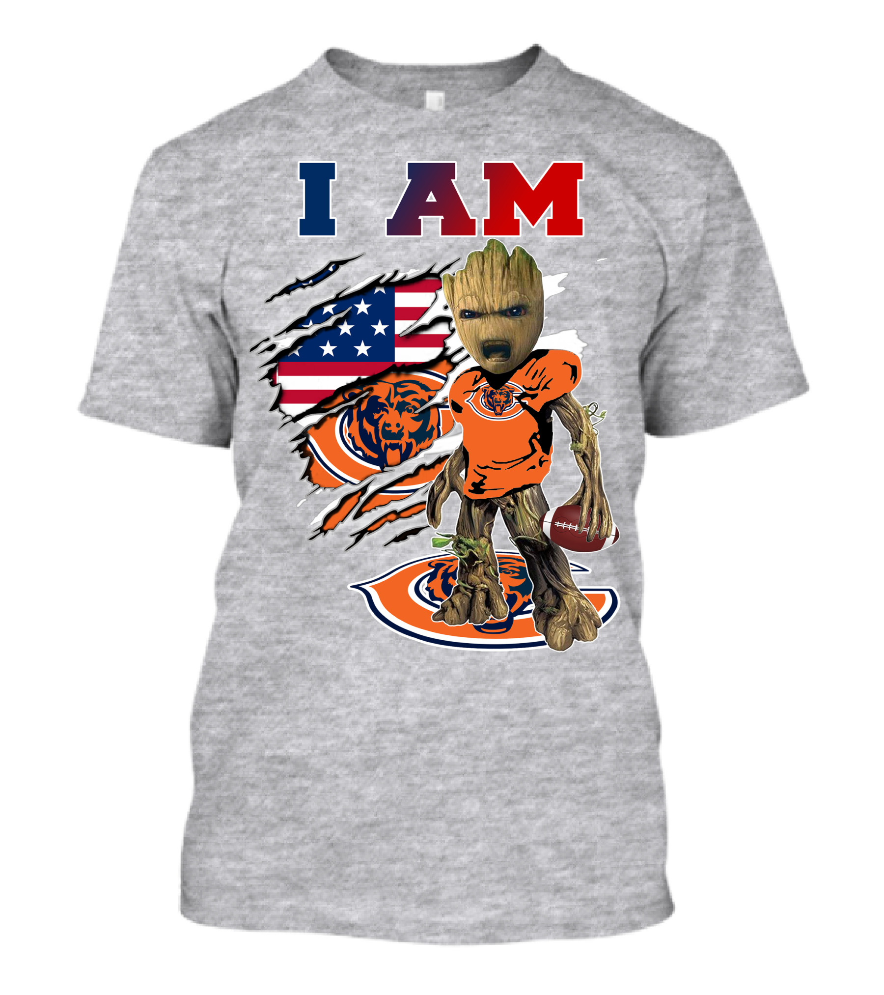 I Am Bears Groot Football American Flag T-Shirt