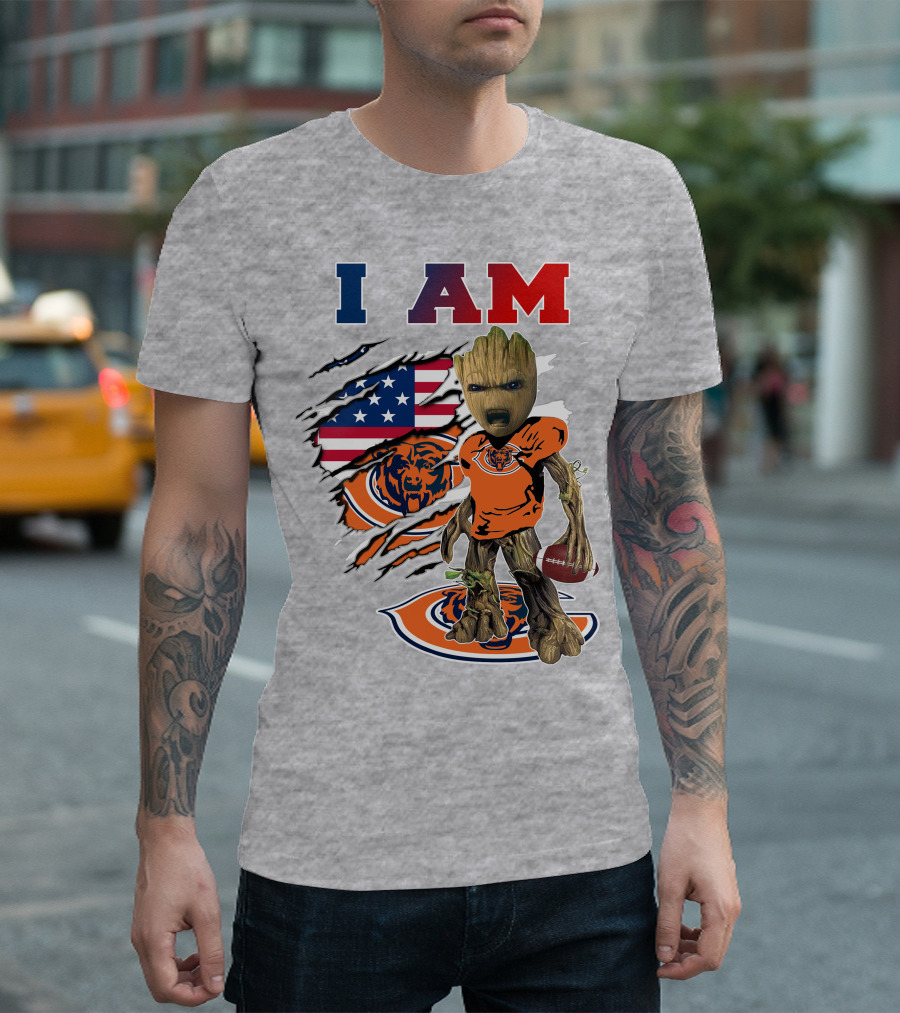 I Am Bears Groot Football American Flag T-Shirt