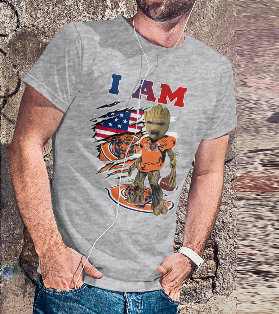 I Am Bears Groot Football American Flag T-Shirt