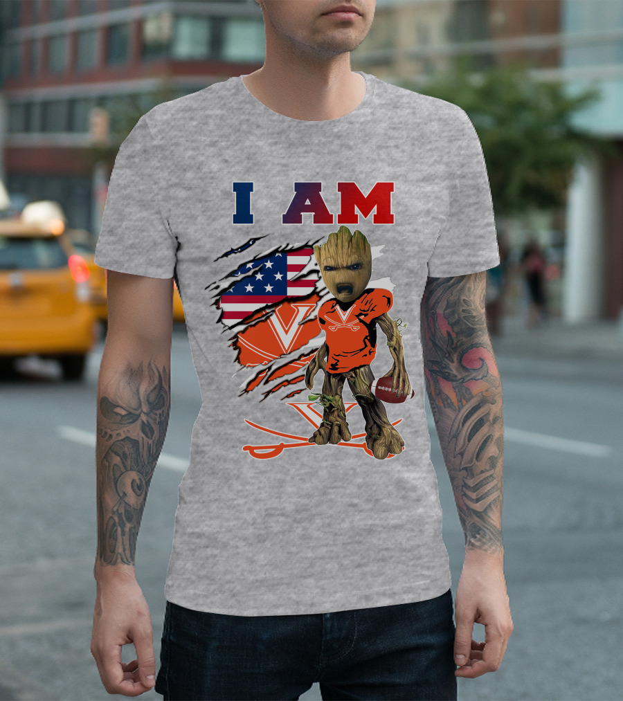 I Am Cavaliers Groot Football Virginia Flag T-Shirt