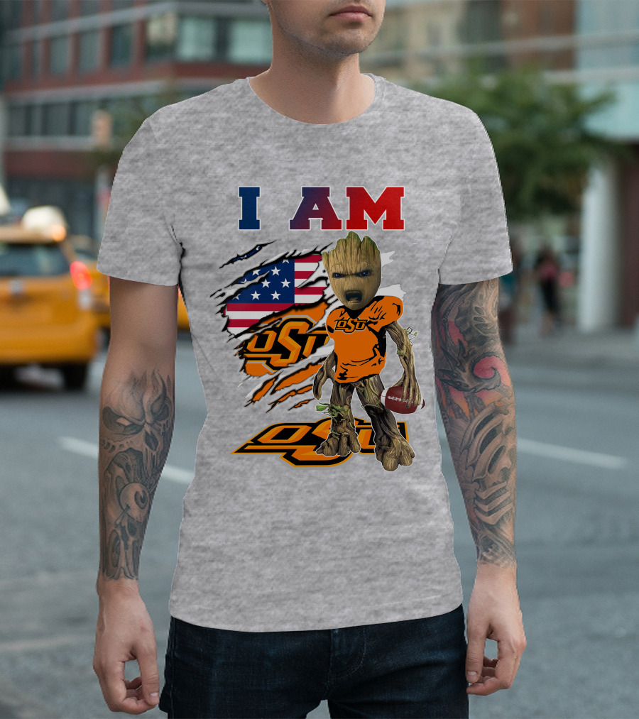 I Am Osu American Football Groot Guardians Oklahoma State University T-Shirt
