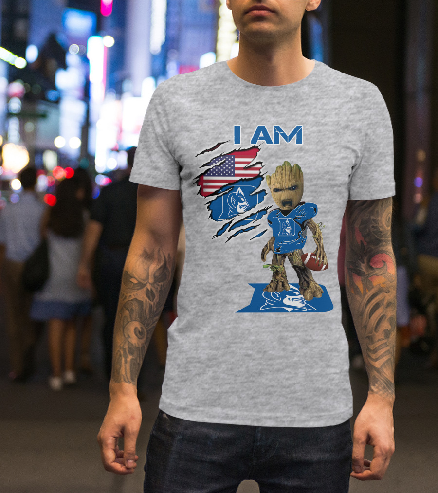 I Am Groot Duke Blue Devils Football American Flag T-Shirt
