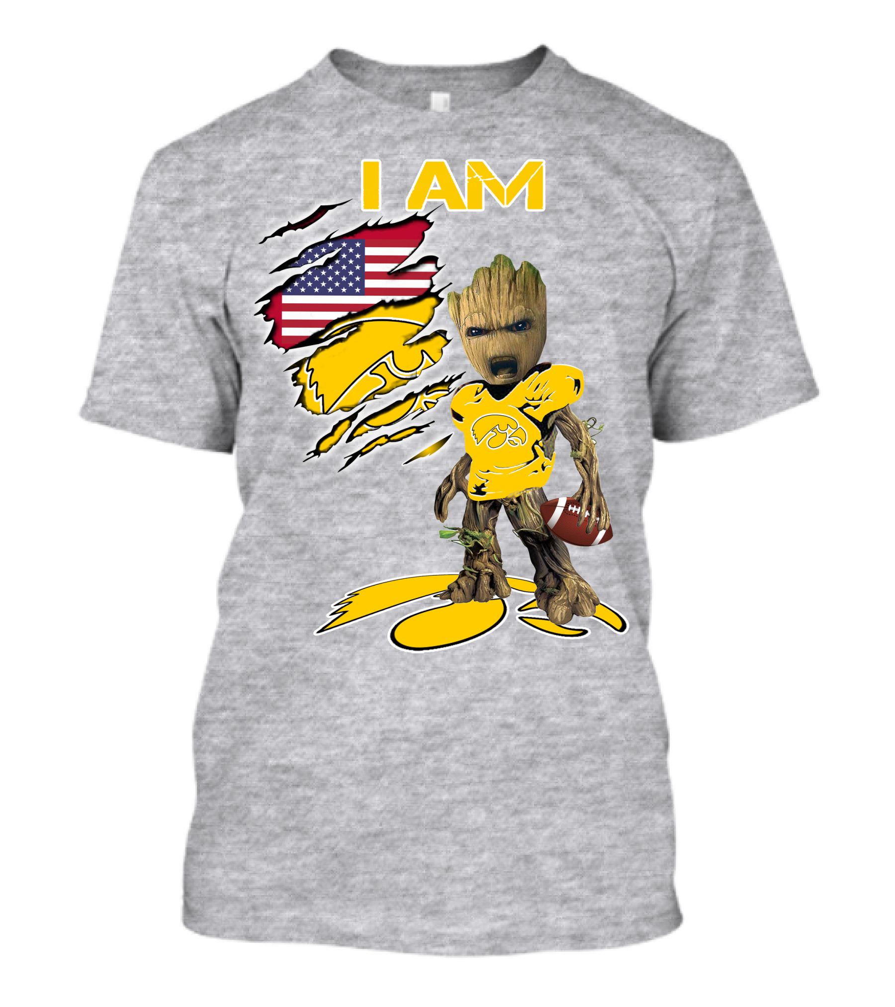 I Am Hawkeyes Baby Groot American Football T-Shirt