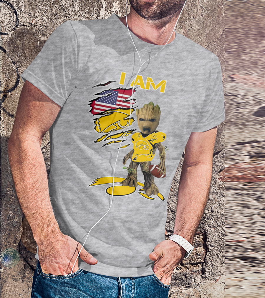 I Am Hawkeyes Baby Groot American Football T-Shirt