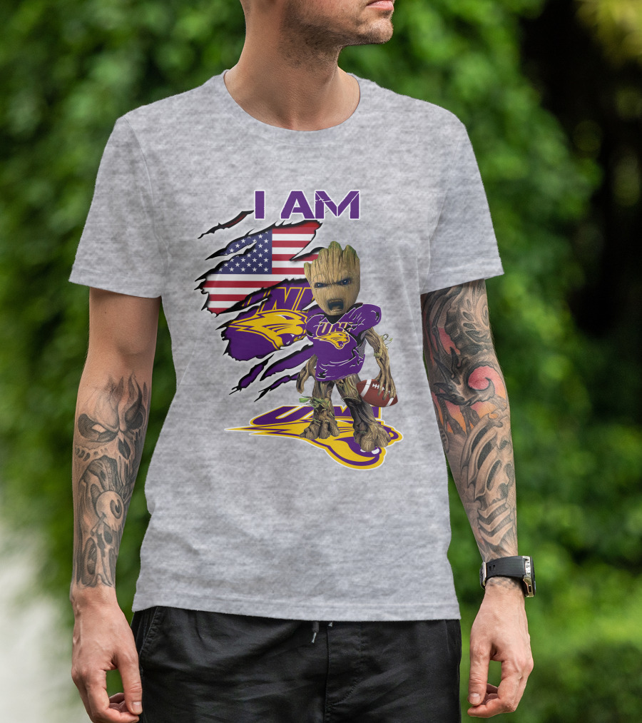 I AM Panthers Baby Groot UNI Football American Flag T-Shirt
