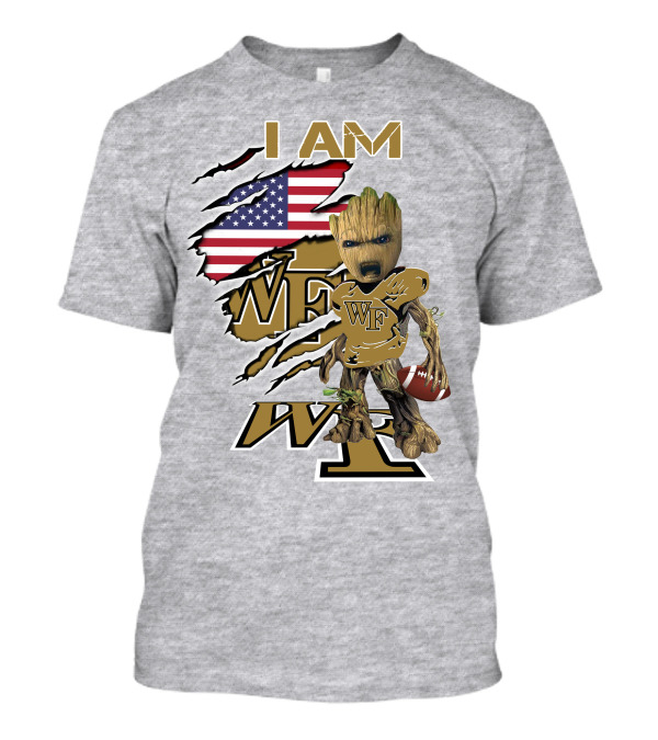 I AM WF Baby Groot American Football Wake Deacons T-Shirt
