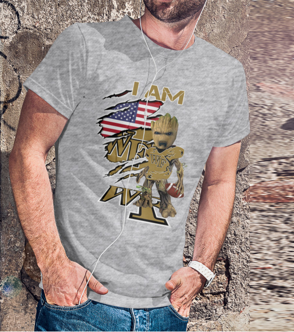 I AM WF Baby Groot American Football Wake Deacons T-Shirt